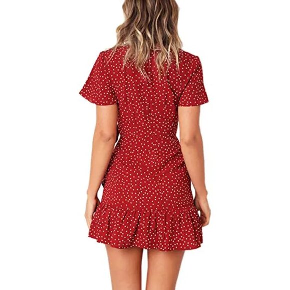 Relipop Summer Women Short Sleeve V Neck Wrap Dress Small Polka Dot Size Small - Picture 4 of 17